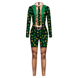 Patrick's Day Green Men's And Women's Long Sleeve Digital Printing One Piece Dress