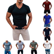 Men's Outdoor Solid Color V-Neck T-Shirt Casual