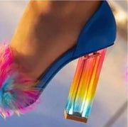 Gay Pride Summer Fashion Rainbow Women's Crystal Heels