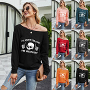 Women's Halloween Skull Print Long Sleeve
