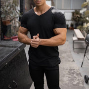 Men's Summer V-neck Sports Breathable Bottoming Shirt