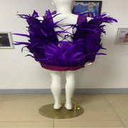 Drag Queen Feathered Dress, Drag Queen Feathered Gown, Drag Queen Dress, Drag Queen Gown, Purple Feathered dress, Feathered long sleeve dress