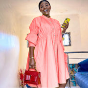 Cotton Pleated Loose Plus Size Dress