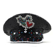 Sequin Love Gift Wide Brim Hat Performance And Show Stage Diamond Visor Cap