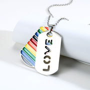 Gay Pride Dog Tags, Gay Pride Necklace, LGBT Pride Rainbow Double Layer Stainless Steel Pendant Necklace Gay Lesbian Bisexual Transgender Equality Jewelry