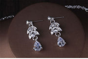 Zircon Crown Necklace Earrings Three Piece Evening Dress