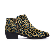 Men's and Women's Blue Cheetah Print Boots, Blue, Men's & Women's Blue Leopard Print boots, leopard print shoes