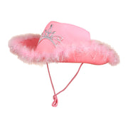 Western Denim Big Brim Sun-proof Rhinestone Crown Fedora Hat