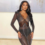 Women's Fashion Mesh Rhinestone Dress