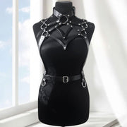 Women's Artificial Leather Body Belly Band Shoulder Wearing Ring Horse Harness For Dancing Toys With Fetish