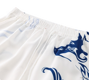 Digital Print White Totem Pattern Shorts Short Sleeve Suit For Men