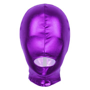 Unisex Latex Hood Mask Shiny Metallic OpenMouth Hole