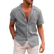 Men's Muscle Fit Casual Summer Shirt (Plus Size), Gay Men's Muscle Fit Casual Summer Shirt, Men's Men's Top Casual Button Down Shirt Short Sleeve Beach Shirt Summer