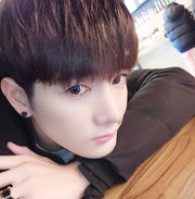 Men's Wig Realistic Black Handsome Boy Short Straight Hair Student Fluffy