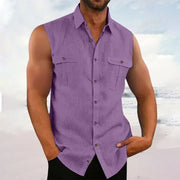 Men's Casual Solid Color Sleeveless Shirt