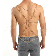 Gay Men's Body Chest Chain Metal Ring Charm Men