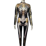 Halloween Skeleton Skull Digital Print Skinny Jumpsuit