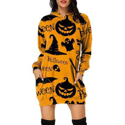 Women's Halloween Loose Long Sleeve Sweatshirt Dress