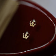 S925 Silver Plating 14K Gold Crowns Sterling Silver Stud Earrings