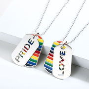 Gay Pride Dog Tags, Gay Pride Necklace, LGBT Pride Rainbow Double Layer Stainless Steel Pendant Necklace Gay Lesbian Bisexual Transgender Equality Jewelry