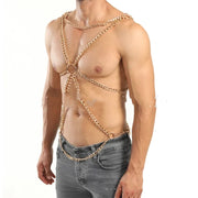 Gay Men's Body Chest Chain Metal Ring Charm Men
