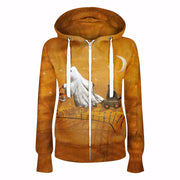 Halloween Men's And Women's Hooded Zipper Sweater Fashion Digital Printing Jacket