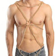 Gay Men's Body Chest Chain Metal Ring Charm Men