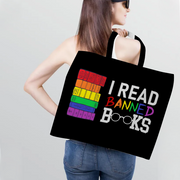 Rainbow Gay Pride  Canvas Tote Bags with Inner Zippered Pocket 14