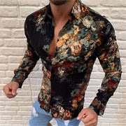 Gay Men's Muscle Dress Shirt, Men's Muscle fit shirt, Gay Slim Fit shirts, Men's Muscle Fit t-shirts, Men's Muscle Fit Polos, Tops & T Shirts, Casual Trendy Fashion Floral Slim Fit Shirt for Men