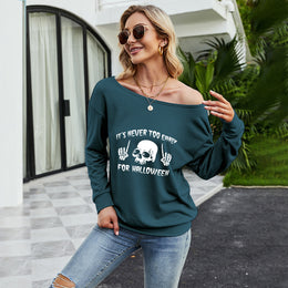 Women's Halloween Skull Print Long Sleeve