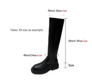 Thick Sole Knee High Boots For Women Chunky Heel Black Long Boots Leather Knight Boots Fashion Winter Shoes