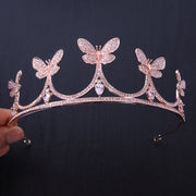 Butterfly Bride Zircon Alloy Crown Tiara Wedding Party Tiara