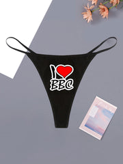 I love BBC panties thongs, Naughty Ice Silk Seamless One Piece panties,  Breathable Sexy Thin Belt Printing T-back Thong