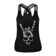 TN Women's Sign of the Horns Criss Cross Back Tank Top
