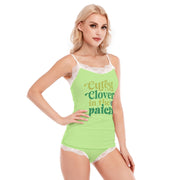 Ladies' Pajama Set, St. Patrick's Day Women's Pajama Set With Lace Edge, Sexy Pajama Set