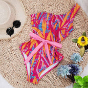 TN adies One Shoulder Sling Swimsuit Tube Top One Piece Tie High Waist Swimsuit Secondary Sexy Bikini