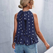 TN Casual Top Polka Dot Halter Shirt Sleeveless Top