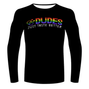 Gay Men's Muscle Fit Shirt, Men's Tight Fit Shirt, Dudes Just Taste Better Man's Sports Tops Stretchable Quick Drying Long Sleeve Tees