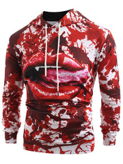 Halloween Style Thirsty Vampire Lip Tongue Print Hoodie - Showyourgaypride.com