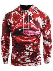 Halloween Style Thirsty Vampire Lip Tongue Print Hoodie - Showyourgaypride.com