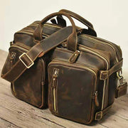 Men's Genuine Leather Hand-held One Shoulder Messenger Bag, Leather bag, leather tote bag, leather carryon bag, leather shoulder bag