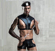 Cos Suit Police Suit High-end Series Patent Leather Tight Men