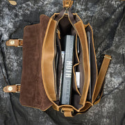 Men's Leather Messenger Bag A4 Flap Vintage Shoulder Briefcase, Leather bag, leather tote bag, leather carryon bag, leather shoulder bag