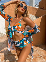 CJ Women's Fashion Popular Print Three Piece Swimwear - Showyourgaypride.com