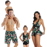 Frangipani Print Parent-Child One-Piece Swimsuit - Showyourgaypride.com