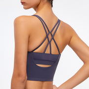 Women's Athletic Bra Sports Criss Cross Tank Top with Padding - Showyourgaypride.com