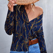 Stand Collar Long Sleeve Chain Pattern Shirt Fashion Commuting Style - Showyourgaypride.com