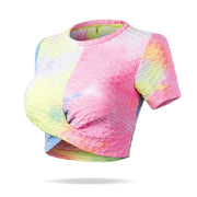 Women's Cropped Navel Tees Running Fitness Sports Short Sleeve Top - Showyourgaypride.com
