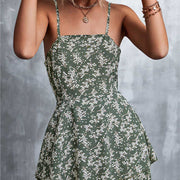 Sexy Backless Floral Shorts Lace Up Jumpsuit Beach Backless Dress - Showyourgaypride.com