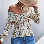 Stand Collar Long Sleeve Chain Pattern Shirt Fashion Commuting Style - Showyourgaypride.com